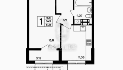 1-к квартира, 37,3 м², 3/9 эт.