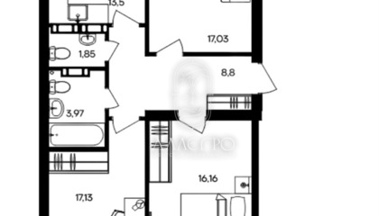 3-к квартира, 81,6 м², 5/9 эт.