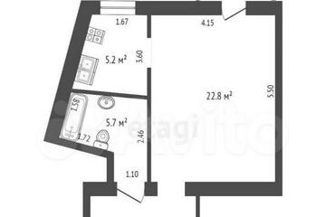 1-к квартира, 43,6 м², 2/2 эт.